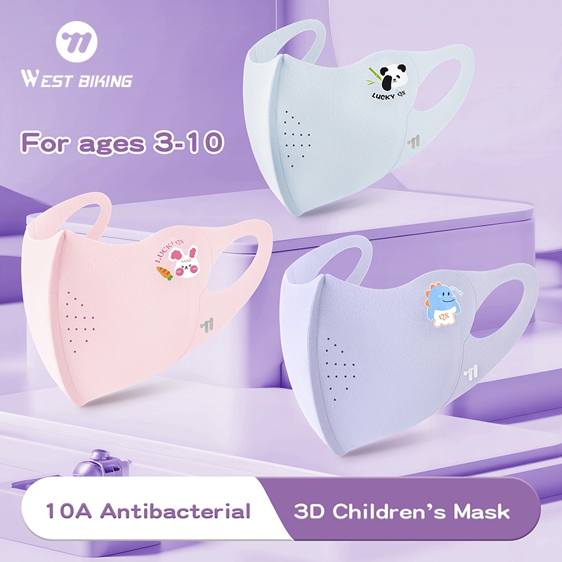 WEST BIKING แบบการ์ตูนน่ารักสำหรับอายุ3-10ปี ผิวเหมือนขนแกะและมีสายรัดหูปรับได้