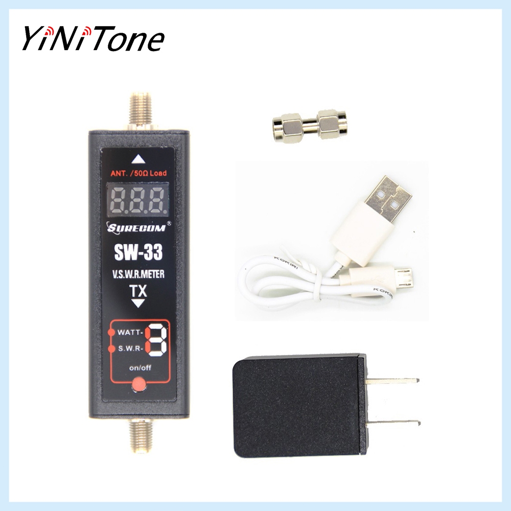 Mini Power Meter SURECOM SW-33 สําหรับวิทยุ VHF/UHF – 100MHz~520MHz, วัด SWR & Output Watt, USB ชาร์