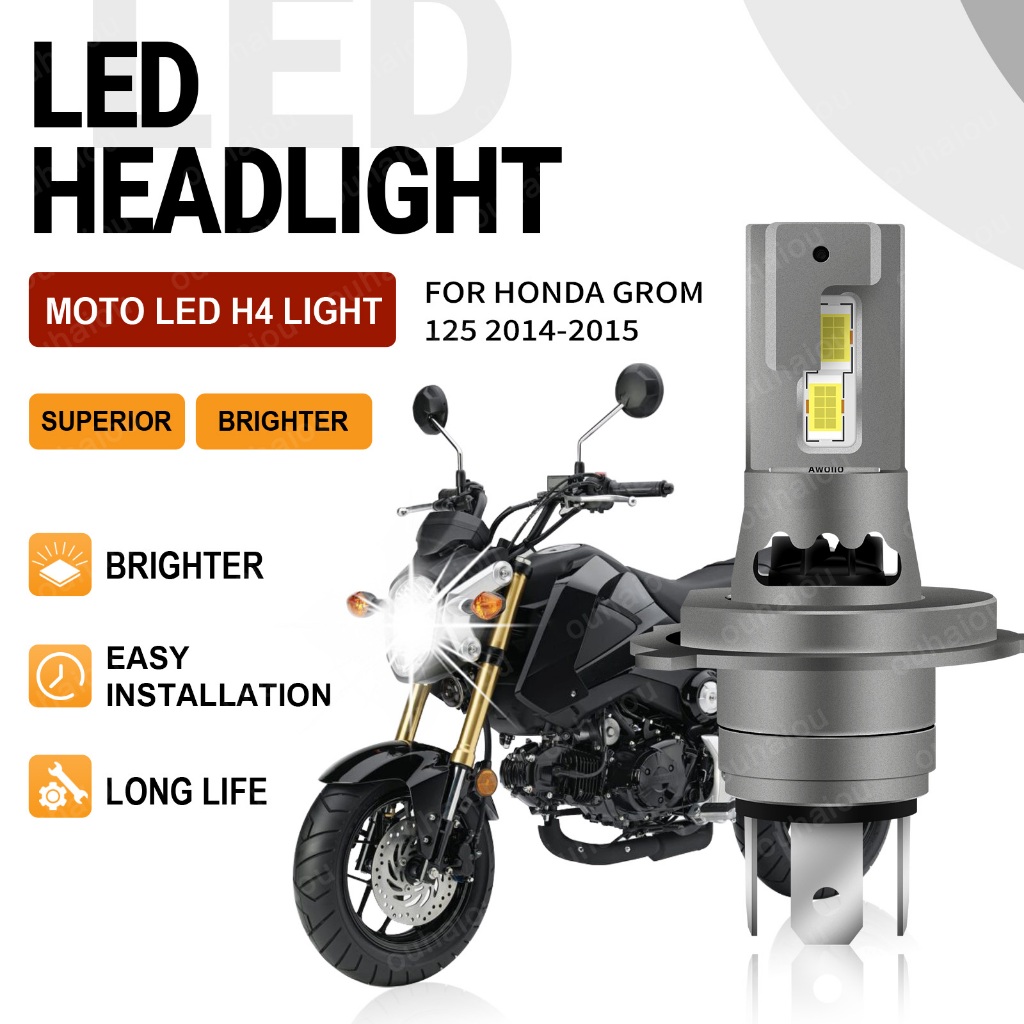 1PCS สําหรับ Honda Grom 125 2014 2015 Mini H4 หลอดไฟ LED 6000K ไฟหน้ารถจักรยานยนต์ Canbus ข้อผิดพลาด