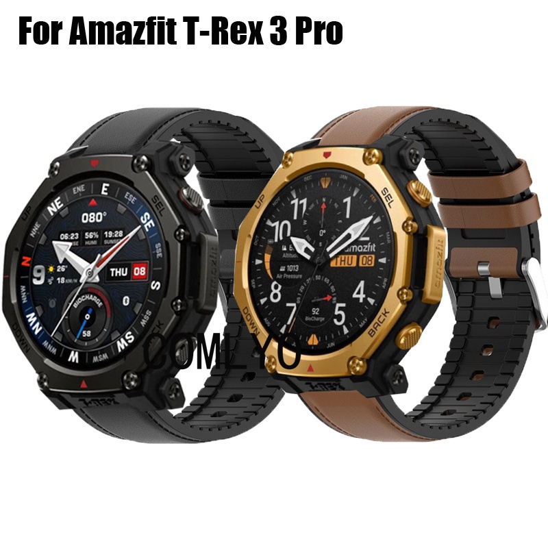 สําหรับ Amazfit T-REX 3 PRO สมาร์ทสายนาฬิกาหนัง + ซิลิโคนนุ่มกีฬาผู้หญิงผู้ชาย Band