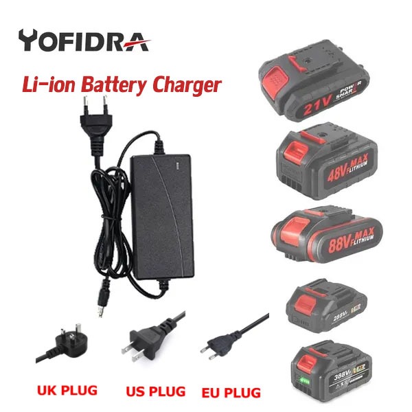 แบตเตอรี่เครื่องชาร์จ 21V EU US UK รวมสําหรับเลื่อยไฟฟ้า/สว่านไฟฟ้า/ประแจไฟฟ้า/เครื่องบดมุม แบตเตอรี่ชาร์จ