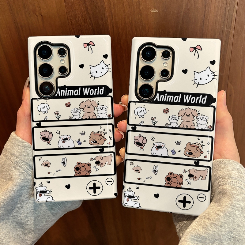 เคสป้องกันสองในหนึ่งเดียวลายสัตว์น่ารักเหมาะสําหรับ Samsung su22u s23 plus s23FE s24 s25 plus A55 A5