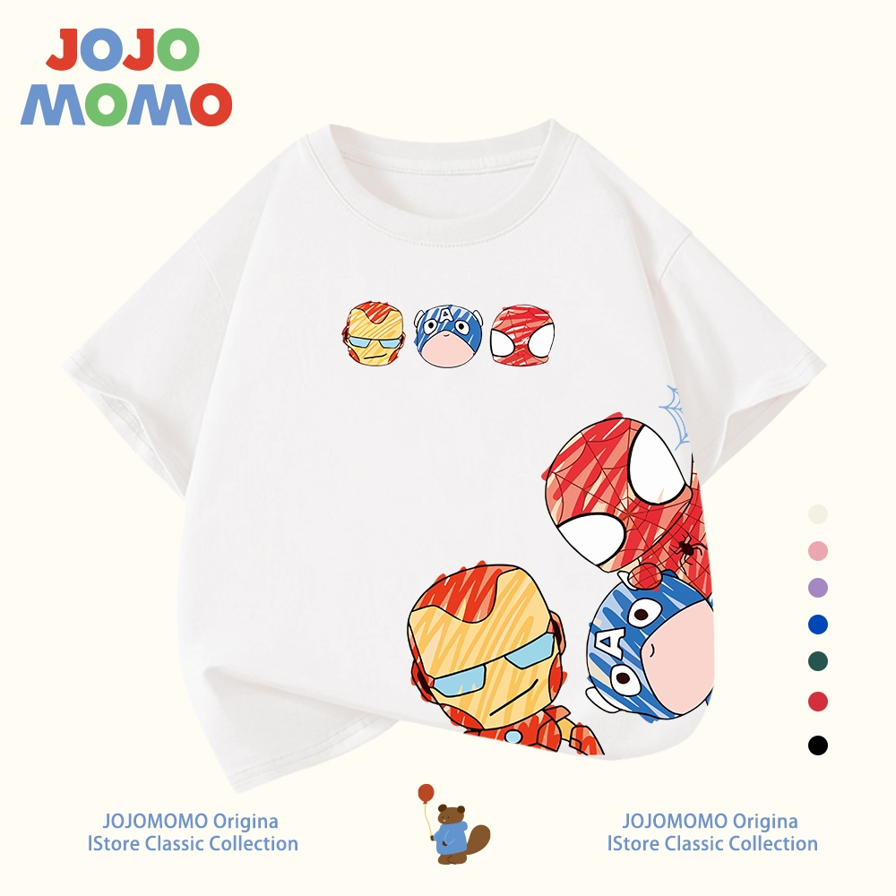 เสื้อยืดเด็กผู้ชาย แขนสั้น ลายการ์ตูน Marvel ผ้าฝ้ายแท้100% นุ่มสบาย ฮิตมาก ส่งไวภายใน 24ชม