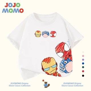 เสื้อยืดเด็กผู้ชาย แขนสั้น ลายการ์ตูน Marvel ผ้าฝ้ายแท้100% นุ่มสบาย ฮิตมาก ส่งไวภายใน 24ชม