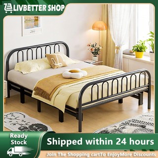Folding Bed Foldable Bed Frame Heavy duty Double Deck Bed Folding Bed With Foam Adult Home Double Bed 1.2 Meters Thick Iron Bed Four Fold Bed