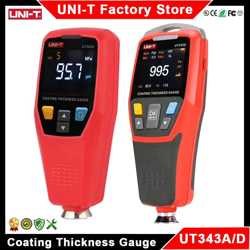 UNI-T UT343A UT343D เคลือบเครื่องวัดความหนารถมืออาชีพสีโลหะเซรามิคฟิล์มสีรถยนต์ FE NFE เครื่องทดสอบค