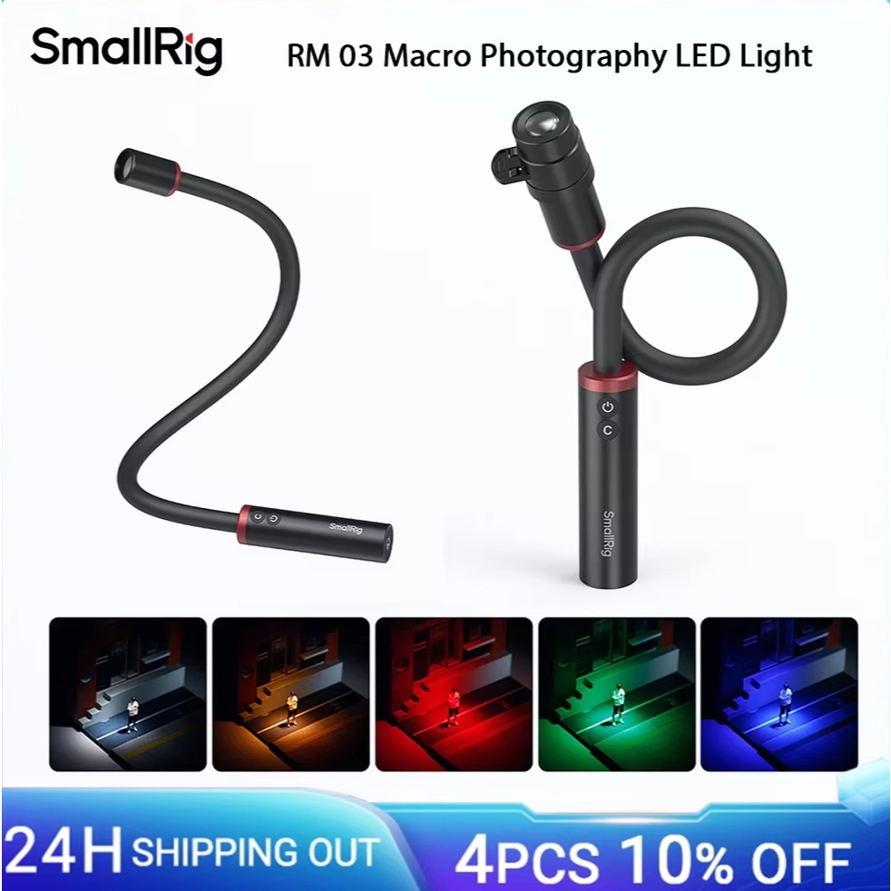 SmallRig RM 03 Macro Photography LED Light w Diffuser 4-Leaf Barndoor Spotlight, 5 สีเอาต์พุตความสว่างสูงสําหรับวิดีโอ -5480