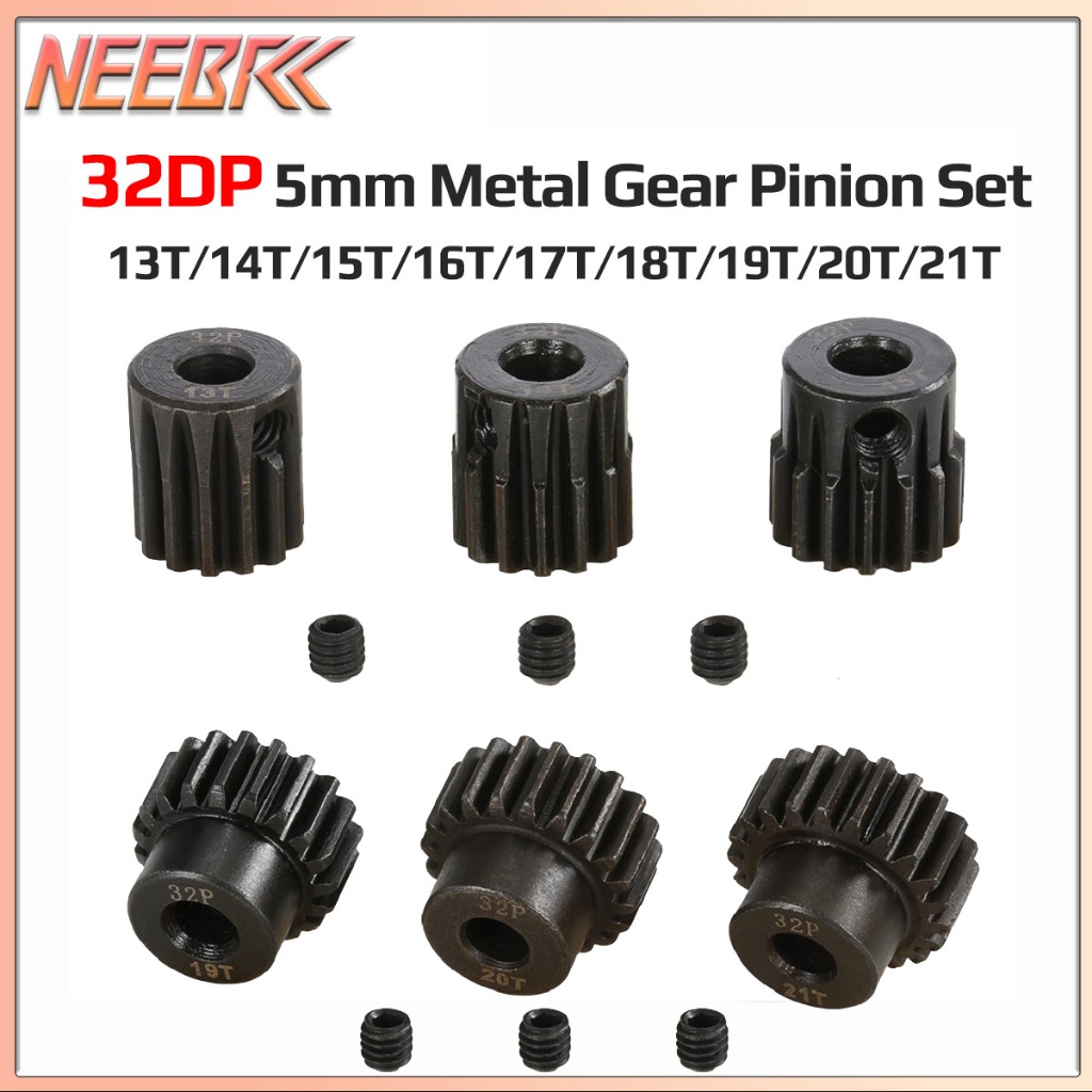 32DP 5 มม.13T 14T 15T 16T 17T 18T 19T 20T 21T โลหะมอเตอร์เกียร์ Pinion สําหรับ 1/8 1/10 RC รุ่นรถ Wltoys แปรงBrushless ของเล่น Part