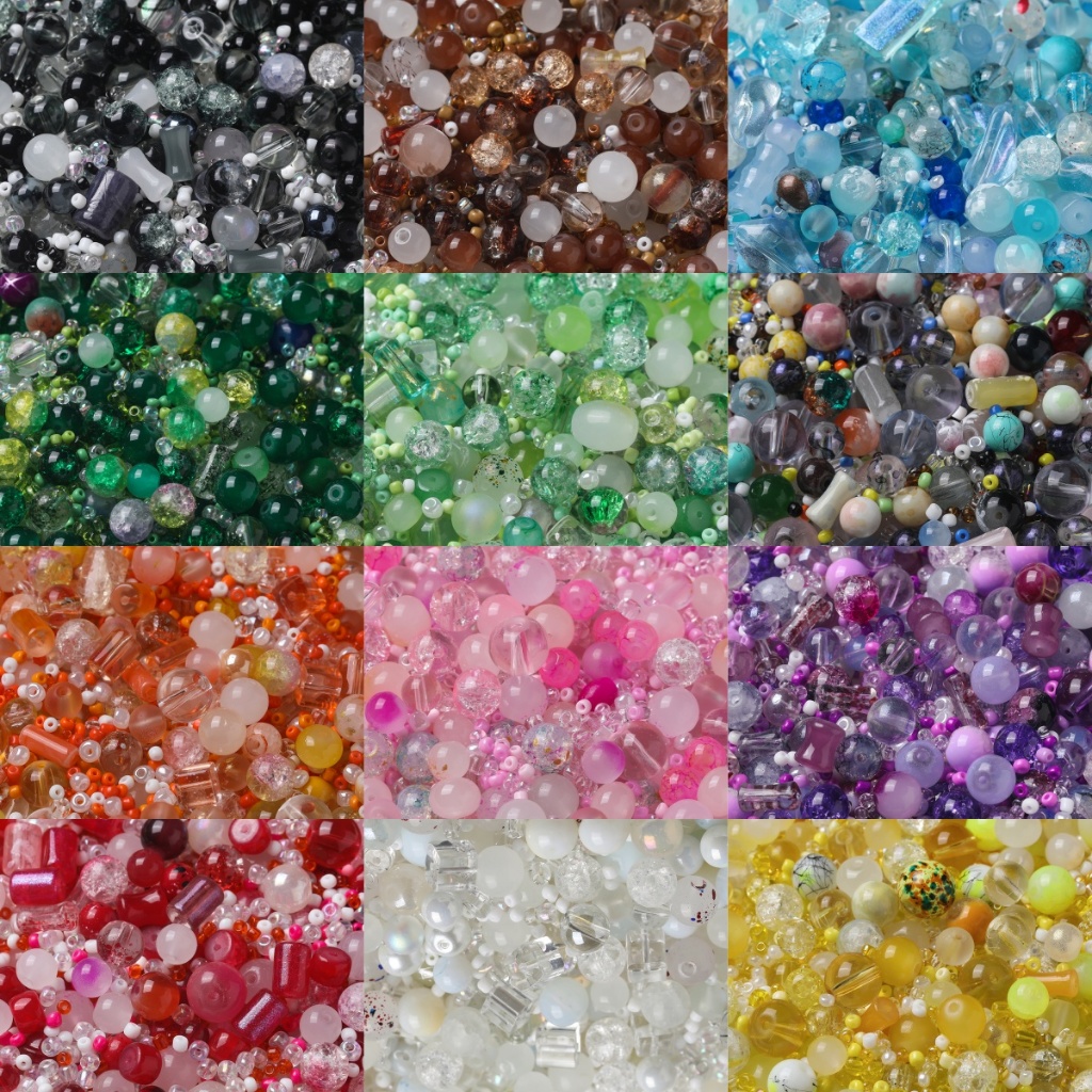 St. kunkka 3 ~ 14 มม. 30 กรัมสุ่มคละแบบหลายสี ลูกปัดแก้ว สําหรับ DIY สร้อยคอสร้อยข้อมือทํา