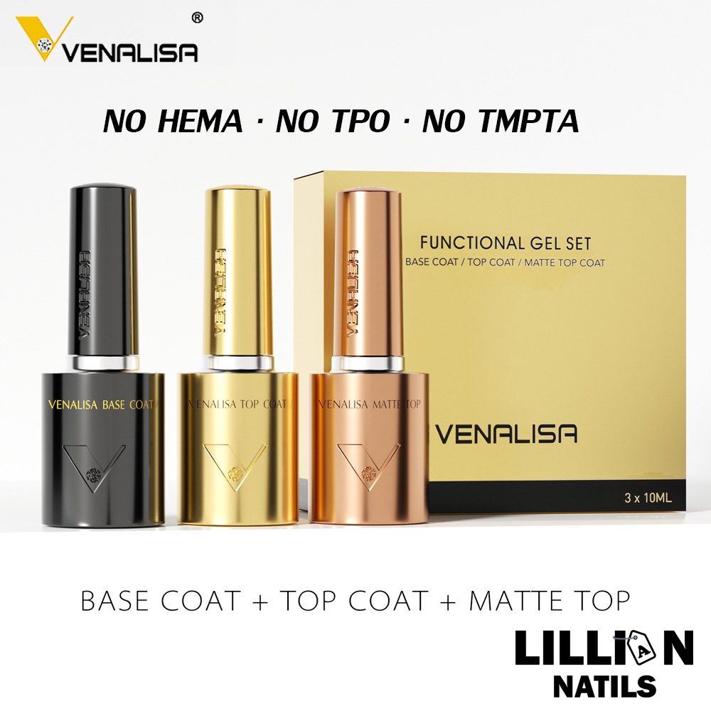 พร้อมส่งในไทย VENALISA  ท็อป เบส เคลือบเล็บ ท็อปด้าน ท็อปแมท Top coat / Base coat/ MATTE TOP  No HEMA · No TPO · No TMPTA