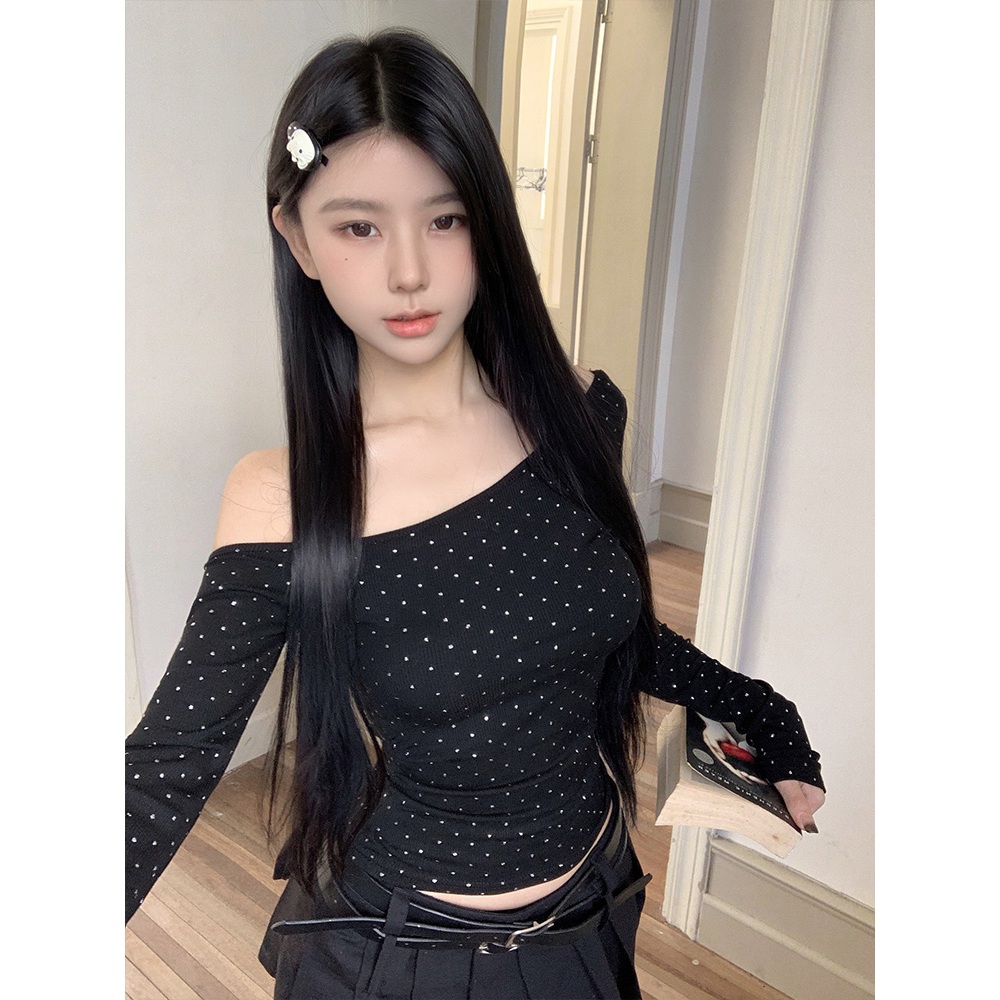 Moses Queen/Queen of Mercy เสื้อยืดแขนยาวเปิดไหล่ย้อนยุคอเมริกันสําหรับผู้หญิงท็อปส์ซูหวานและเก๋