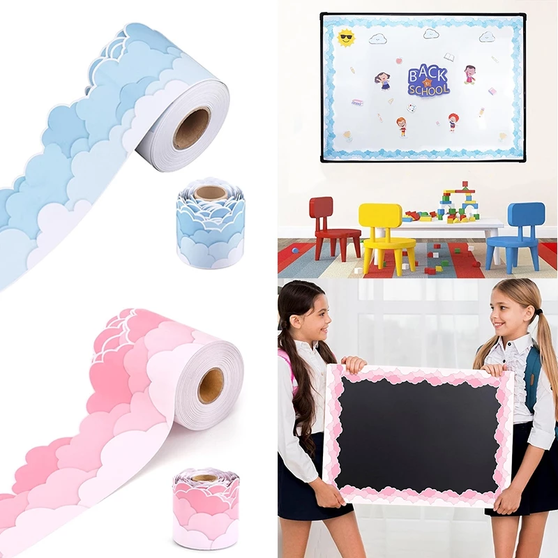 Cloud Mass Border Trim สติ๊กเกอร์ติดผนังสําหรับกระดานข่าวกระดานดําตกแต่ง Bulletin Board Border Trim สติกเกอร์