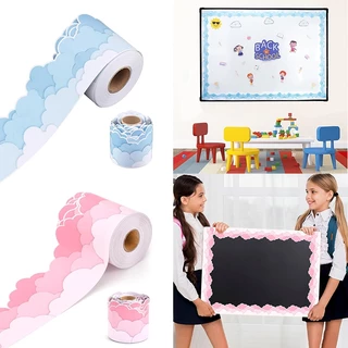 Cloud Mass Border Trim สติ๊กเกอร์ติดผนังสําหรับกระดานข่าวกระดานดําตกแต่ง Bulletin Board Border Trim สติกเกอร์