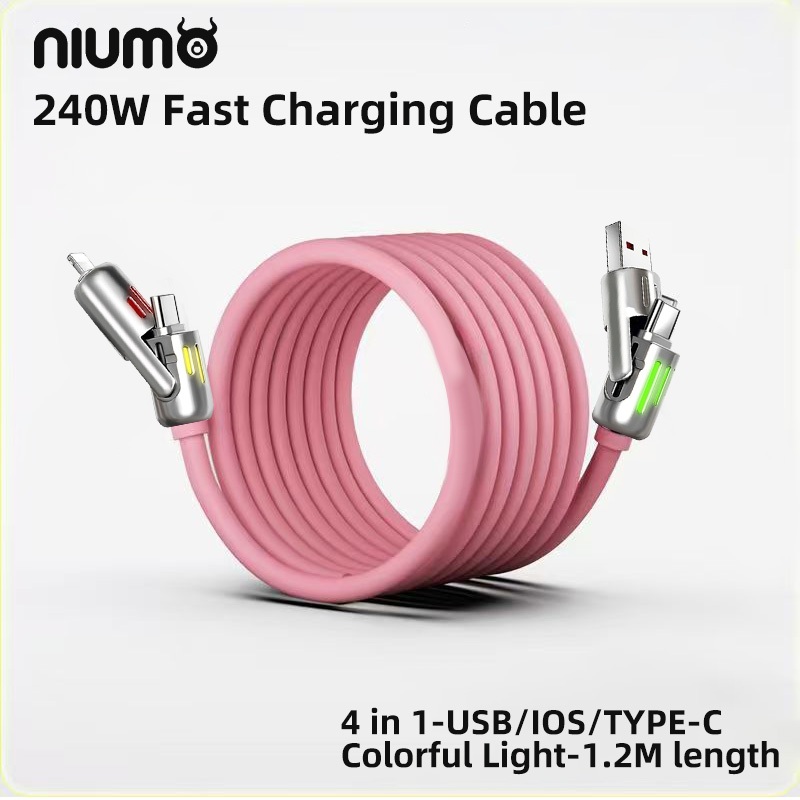 【niumo】240W Super Fast  Charger Cable 4 in 1 Multi Connectors Charger	ความยาว	1.2m ชาร์จเร็ว สายชาร์