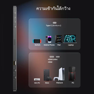 Arzopa Z1C - 16.1 "100% sRGB Kickstand จอภาพแบบพกพา, 1080P FHD พร้อม USB C หน้าจอขยายจอภาพ HDMI สําหรับพีซี, Mac, แล็ปท็อป, สวิตช์, Xbox, PS4/5