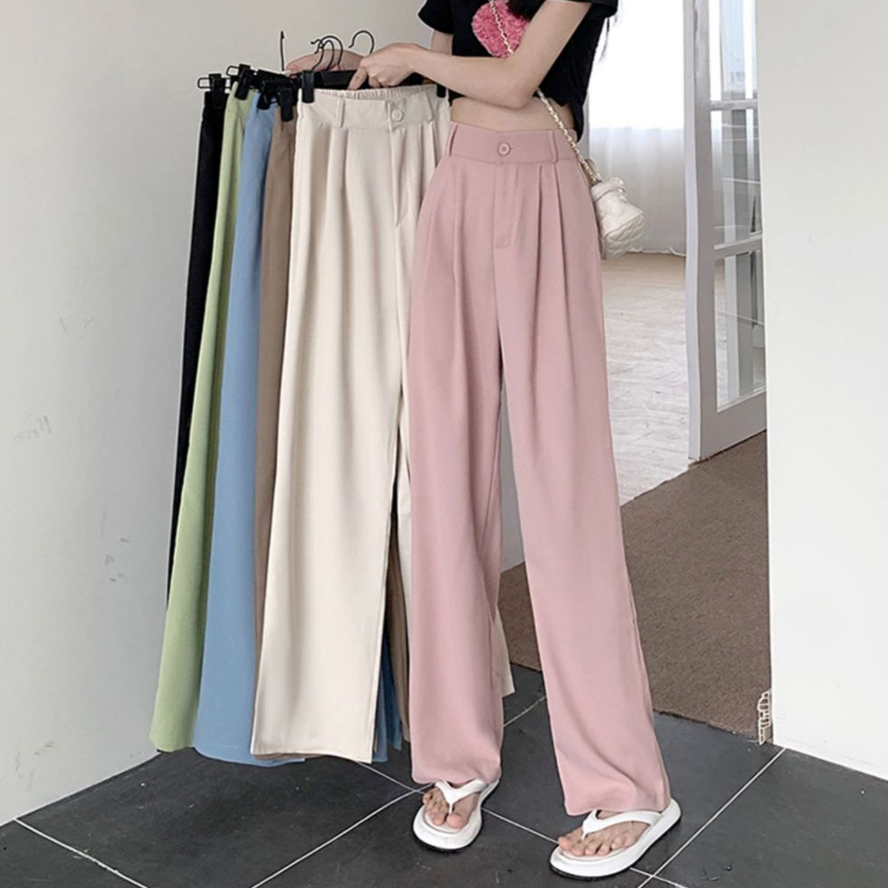 MISS SUMEY S-6XL (23-46) พลัสไซส์ กางเกงสูท ผู้หญิง ตรง สไตล์เกาหลี เอวสูง กางเกงขายาว