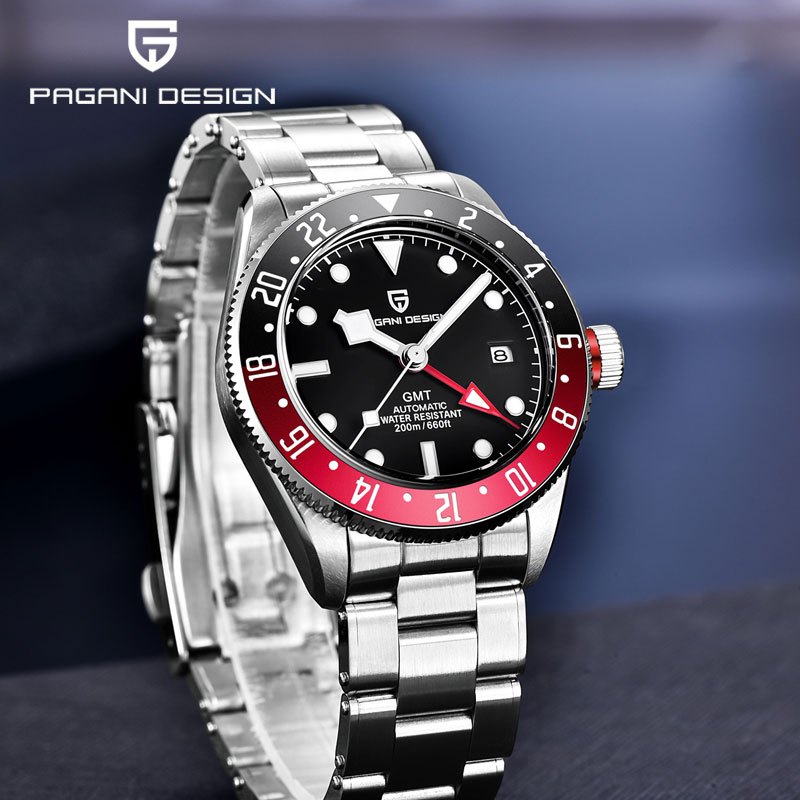 PAGANI DESIGN Original BB58 40MM GMT นาฬิกาผู้ชายอัตโนมัติสแตนเลส 200M นาฬิกากันน้ํา PD-1706