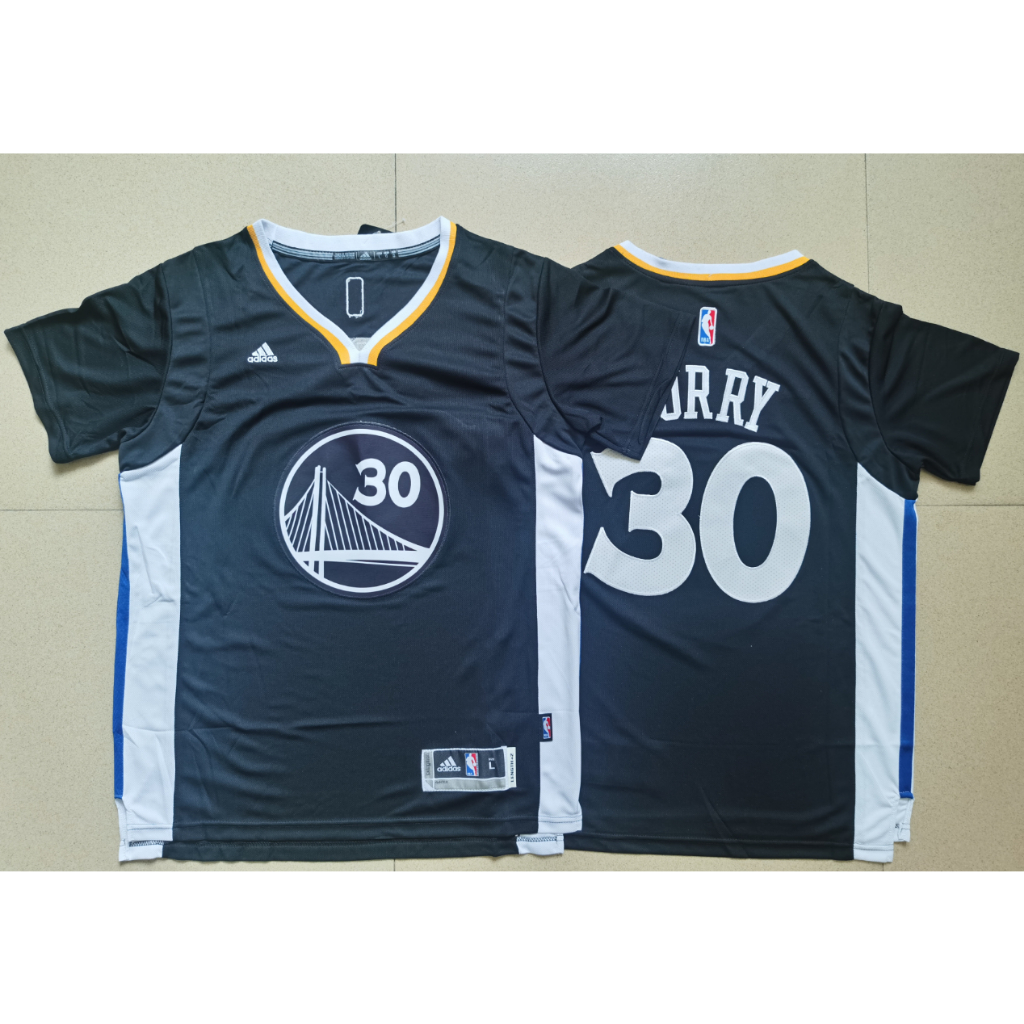 เสื้อทีมบาสเก็ตบอล Golden State Warriors ของ Stephen Curry แขนสั้น สีดำ คุณภาพเยี่ยม มีการปักลายสวยงาม