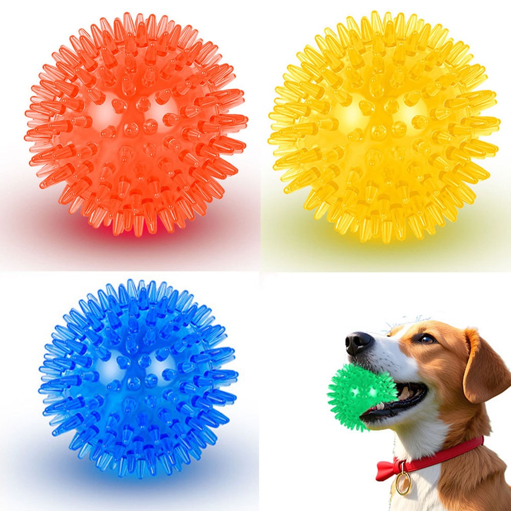 Tpr ลูกบอลสุนัขของเล่นยืดหยุ่นสูง Squeak เสียงสัตว์เลี้ยงของเล่น Spikes Float Bite Resistance ฟันทําความสะอาดเครื่องมือ