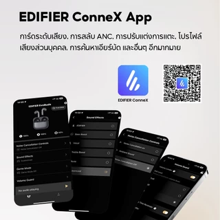 Edifier EvoBuds หูฟังตัดเสียงรบกวนไร้สาย True, การส่งเสียง AI, บลูทูธ V6.1, ANC ปรับไฮบริด, ไมโครโฟน 4 ตัว, เวลาเล่นสูงสุด 35 ชม., Hi-Res Audio Wireless