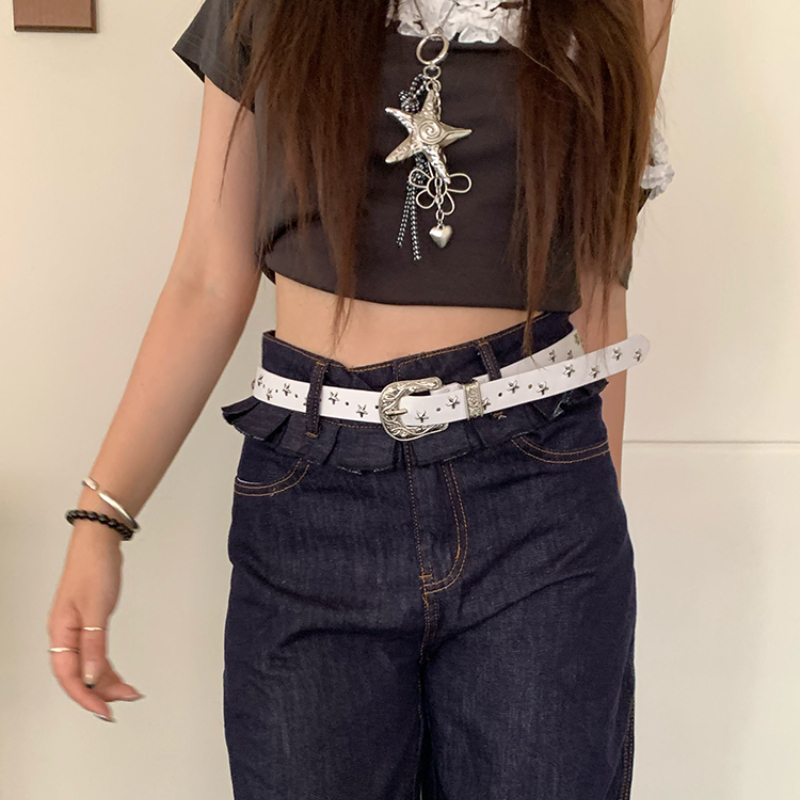 Y2k American Star Belt Womens Unique Punk Style Fashion Belt Matching Jeans