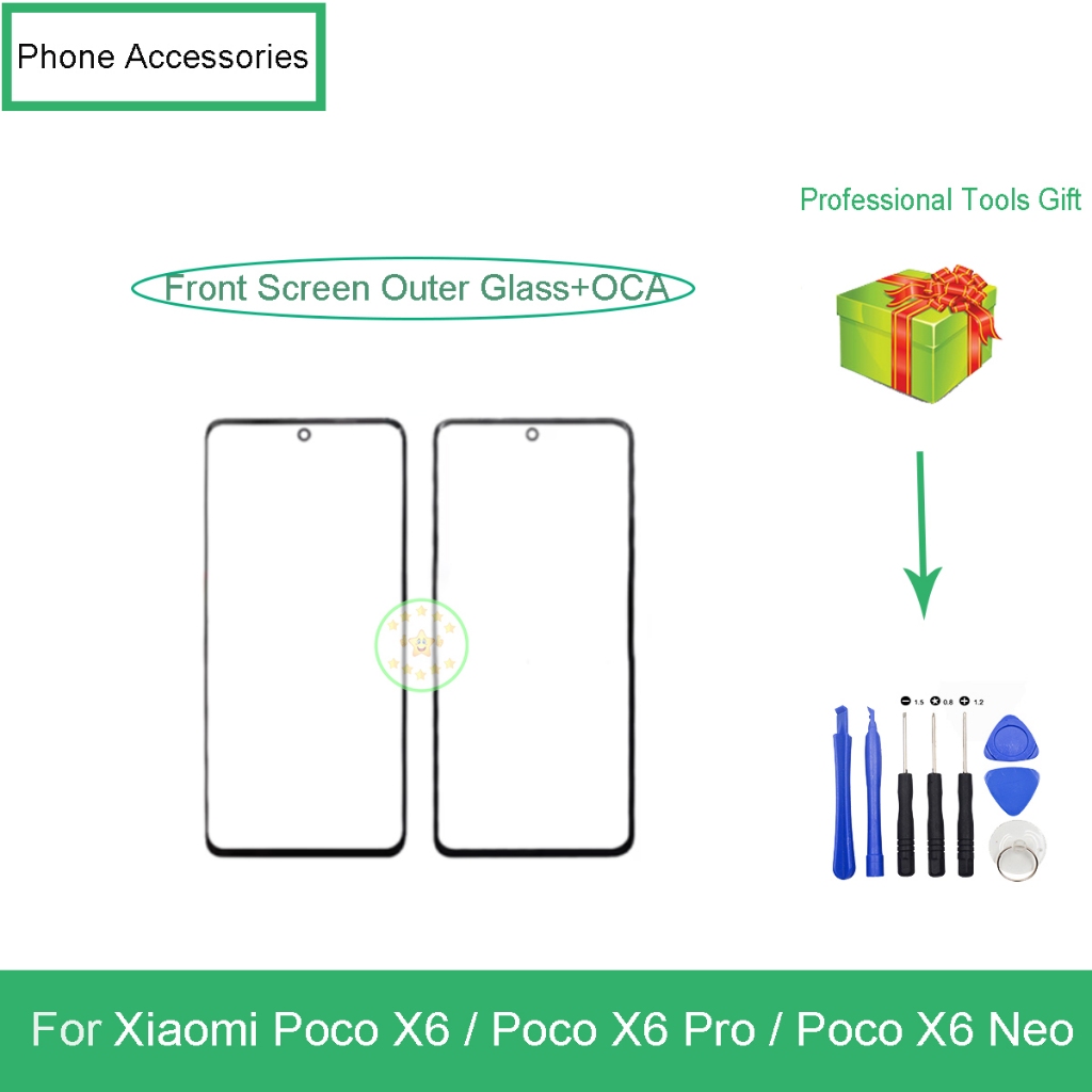 สําหรับ Xiaomi Poco X6 / Xiaomi Poco X6 Pro / Xiaomi Poco X6 NEO ด้านหน้าหน้าจอกระจกด้านนอกพร้อม OCA