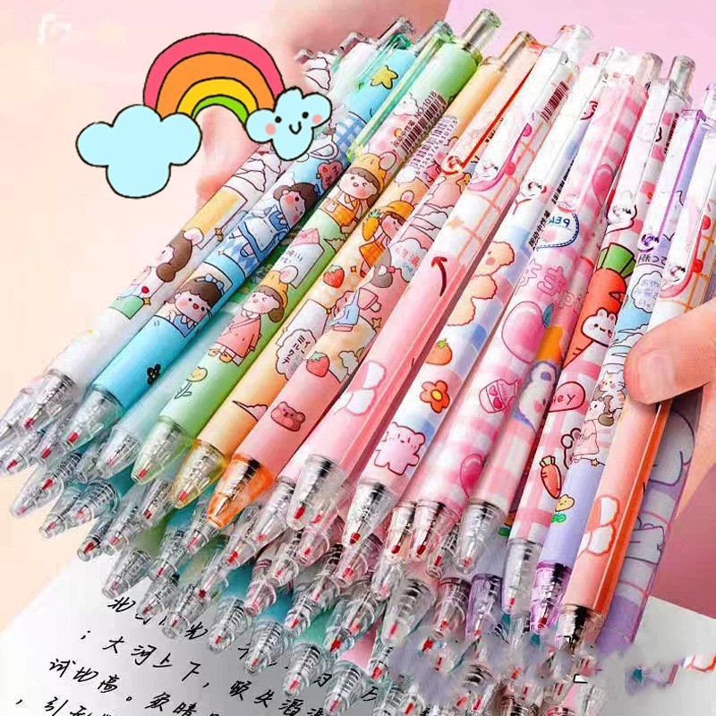 INS Cute Cartoon Black Press Gel Pen 0.5mm Student Pen Office Stationary