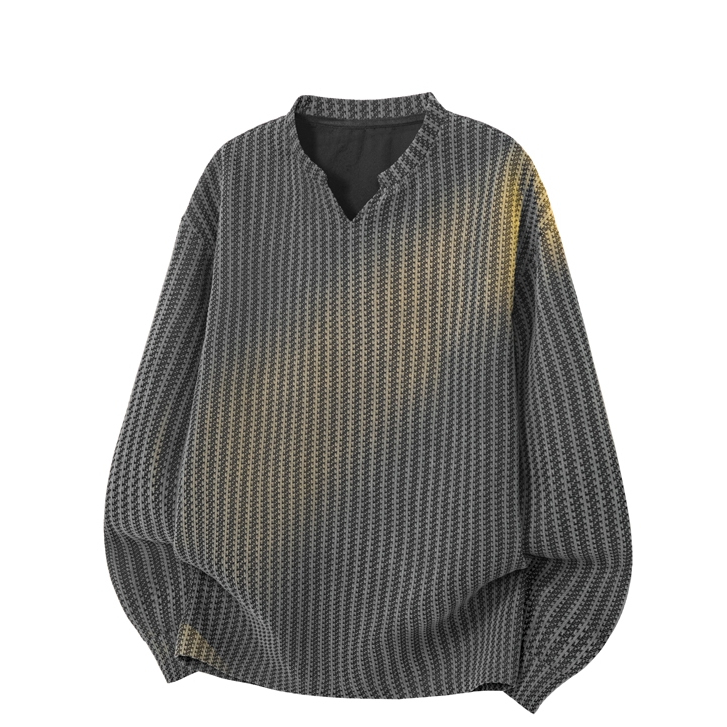 เสื้อยืดแขนยาวลายก้างปลาสำหรับผู้ชาย มีฮู้ด เหมาะสำหรับฤดูหนาว - รูปที่ 2