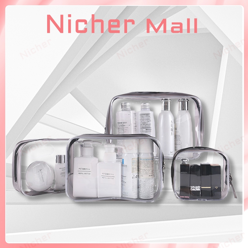 Transparent Toiletry Bag กระเป๋าแต่งหน้าพีวีซีกระเป๋าเก็บเครื่องสําอางแบบพกพาโปร่งใสการเดินทางเพื่อธุรกิจกระเป๋าใส่อุปกรณ์อาบน้ํา
