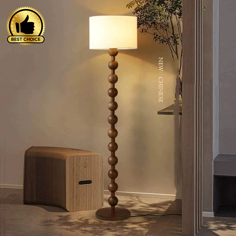 สไตล์จีนใหม่ โคมพื้น โคมไฟตั้งพื้น floor lamp ย้อนยุค ห้องนั่งเล่นห้องนอน แสงบรรยากาศ ไม้เนื้อแข็ง
