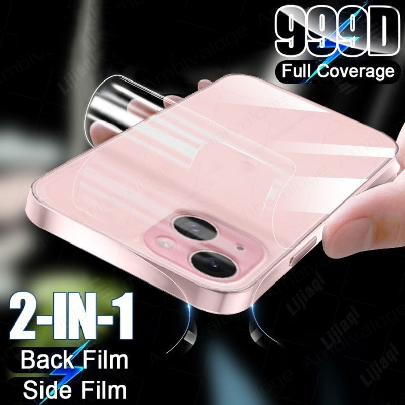 ฟิล์มหลังสีใส + ขอบข้าง ฟิล์มไฮโดรเจล สำหรับ iPhone 12 13 14 15 16 17 Pro Max
