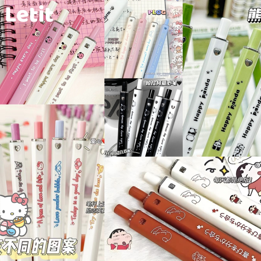 Letit | ปากกาเจล 0.5 มม. ลายการ์ตูนน่ารัก สีดํา สําหรับนักเรียน
