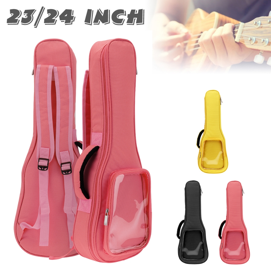 กระเป๋าอูคูเลเล่ ฟองน้ํา 4 สาย 23 24 นิ้ว 10 มม. พร้อมกระเป๋าด้านหน้า แบบใส สีแคนดี้
