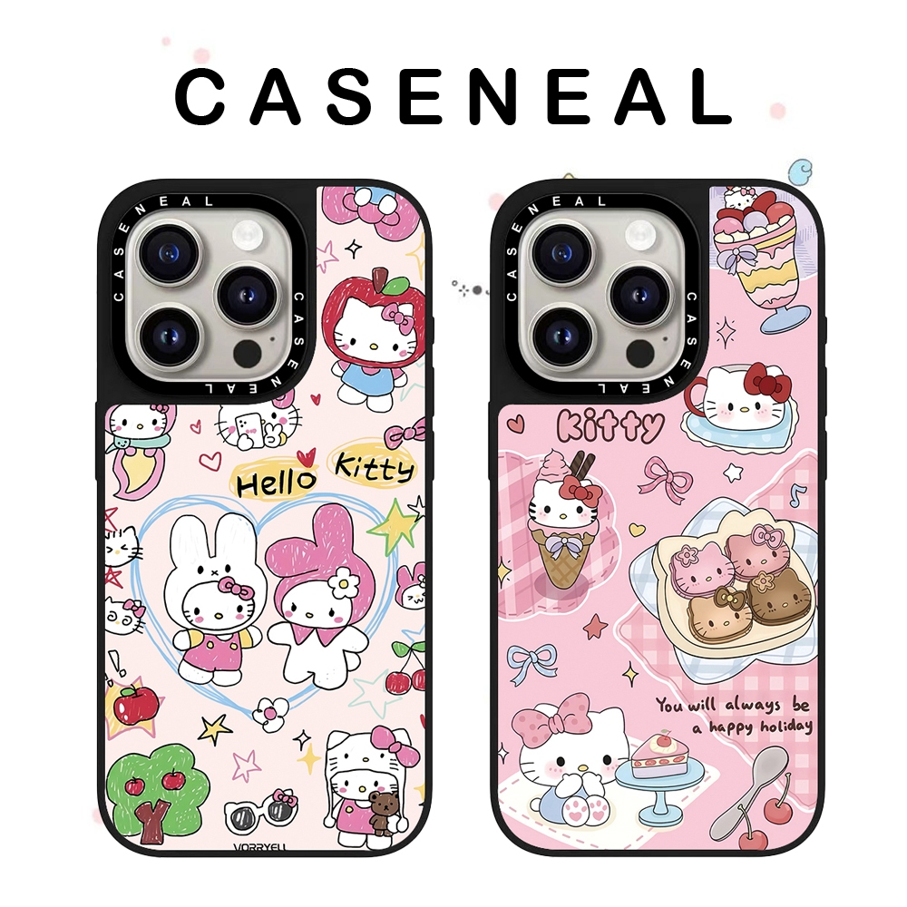 CASENEALขนมหวานKittyคุณภาพสูงกระจกเคสโทรศัพท์เหมาะสําหรับiPhone 17ProMax 17pro 17 air 16promax 16 15