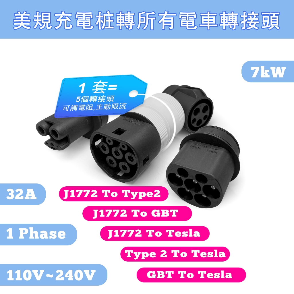 J1772, Type2, Type2, GBT ถึง Tesla Adapter; J1772 Type2 American Standard Charging Pile รถยุโรป; NAC