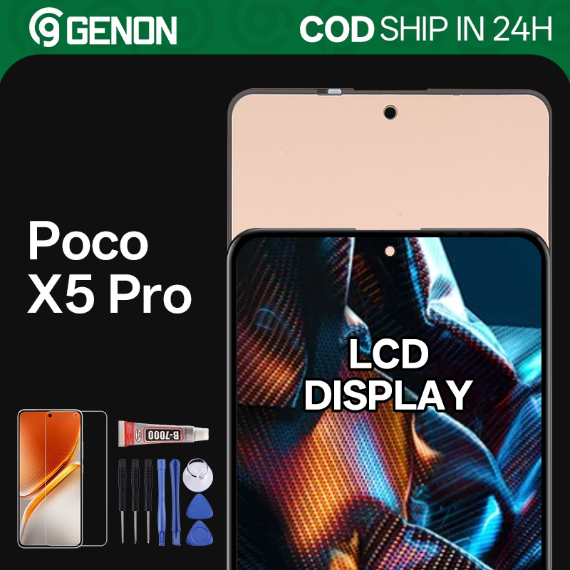 Genon OLED 120Hz LCD สําหรับ Xiaomi Poco X5 Pro จอแสดงผล LCD หน้าจอสัมผัสพร้อมกรอบอะไหล่ทดแทน