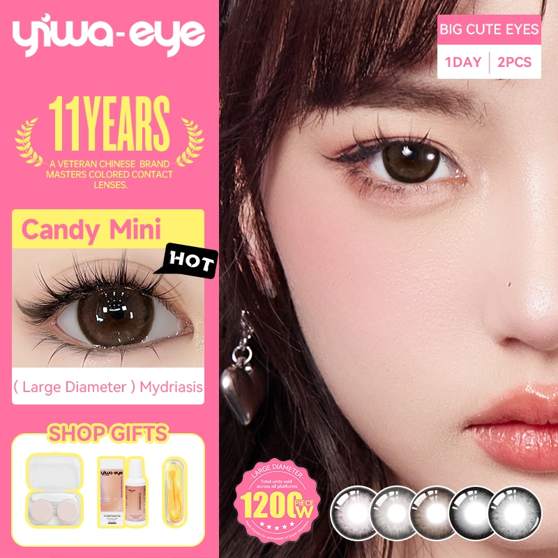 2PCS YIWAEYE Official Store คอนแทคเลนส์สีน้ําตาล 14.5 มม.