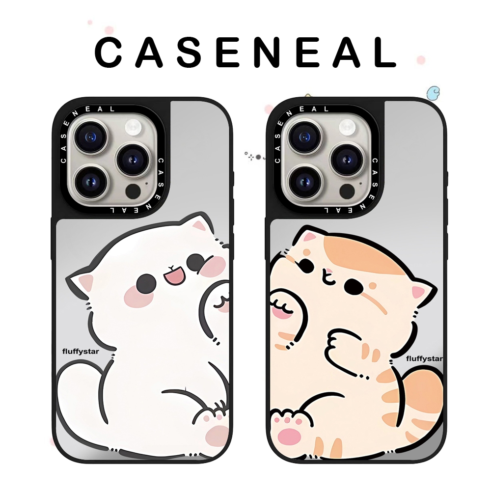 CASENEAL น่ารักคู่แมวคุณภาพสูงกระจกเคสโทรศัพท์เหมาะสําหรับiPhone 17ProMax 17pro 17 air 16promax 16 15promax 15 14promax 13 13Promaxแฟชั่นAnti Drop Hard Case