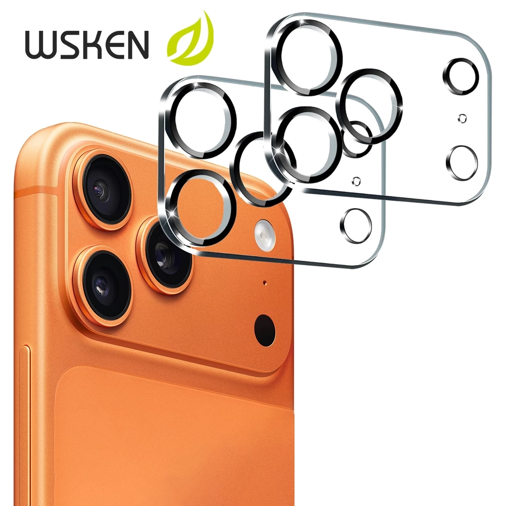 WSKEN ฟิล์มกล้องกันรอยขีดข่วนโปร่งใสสําหรับ iPhone 17 Pro Max, ครอบคลุมเต็มรูปแบบ, ฟิล์มป้องกันเลนส์แบบบูรณาการสําหรับ iPhone 17 Pro/17/16, HD Clarity, 2 แพ็ค