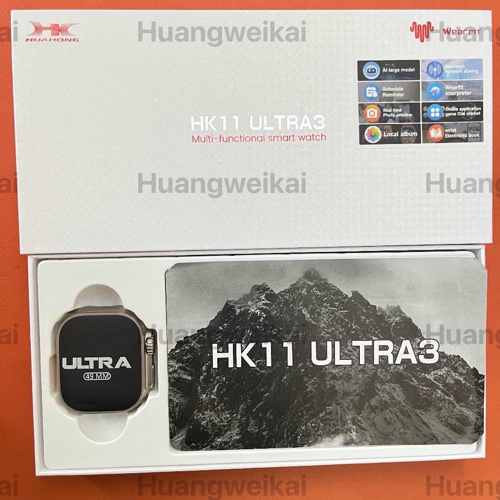 2025 AI สมาร์ทนาฬิกา HK11 ultra3 จริง AMOLED 49 มม.ไร้สายชาร์จ BT โทร Men NFC 2025 Smartwatch 4GB RO