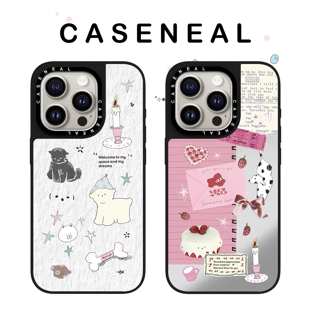 CASENEALขนมหวานแมวกระจกคุณภาพสูงเคสโทรศัพท์เหมาะสําหรับiPhone 17ProMax 17pro 17 air 16promax 16 15promax 15 14promax 13 13Promaxแฟชั่นAnti Drop Hard Case