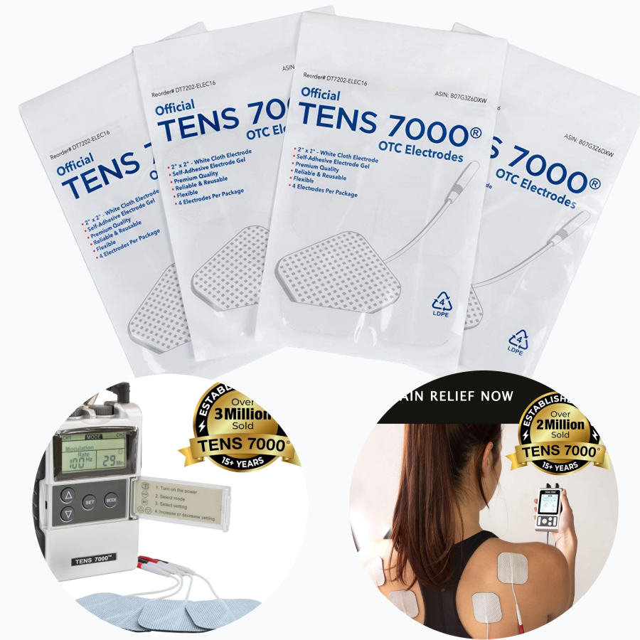 TENS 7000 อย่างเป็นทางการ TENS Unit Electrode Pads คุณภาพระดับพรีเมียม OTC เปลี่ยนแผ่น 2 "X 2" 2" X 4" ใช้งานร่วมกับเครื่อง Stim ส่วนใหญ่ Pack เปลี่ยน