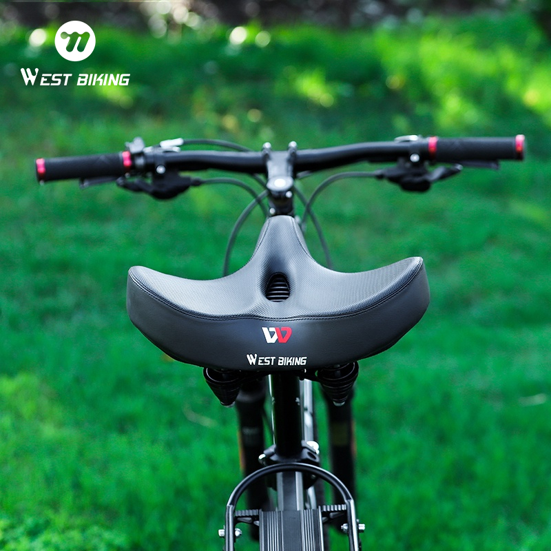 WEST BIKING กว้างนุ่มจักรยานอาน Hollow Shock Absorbing จักรยานเสือภูเขาที่นั่ง Breathable กันน้ําขี่จักรยานเบาะ — صورة 2