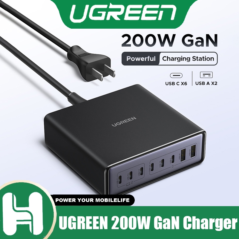 UGREEN เครื่องชาร์จ GaN 200W แท่นชาร์จแล็ปท็อปเดสก์ท็อป 8 in 1