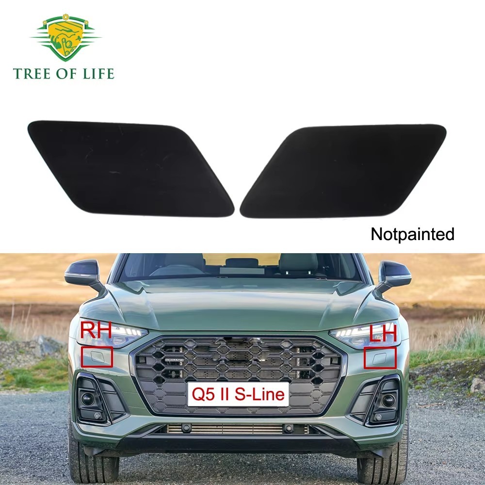 กันชนหน้าไฟหน้าเครื่องซักผ้าหัวฉีดสเปรย์ Jet ฝาครอบสําหรับ Q5 Q5L S-Line SQ5 80A II 2021 2022 2023 8