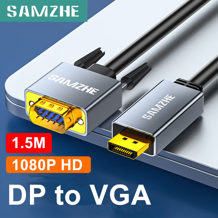 SAMZHE Displayport to VGA Cable 1080P DP to VGA Converter ชายกับชายสําหรับแล็ปท็อปโปรเจคเตอร์จอแสดงผ