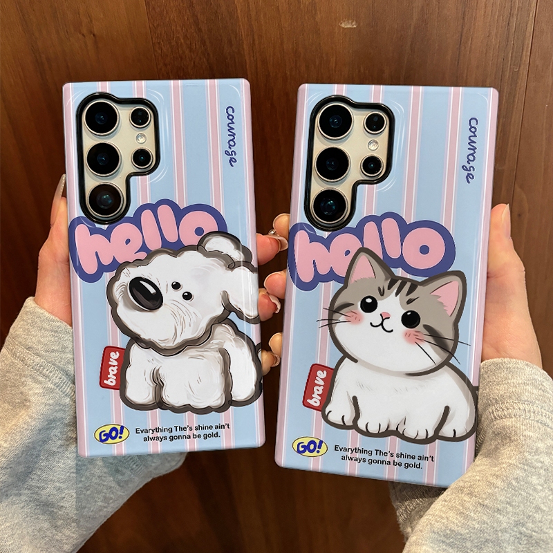 เคสป้องกันสองในหนึ่งเดียวลายแมวน่ารักเหมาะสําหรับ Samsung su22u s23 plus s23FE s24 s25 plus A55 A56 
