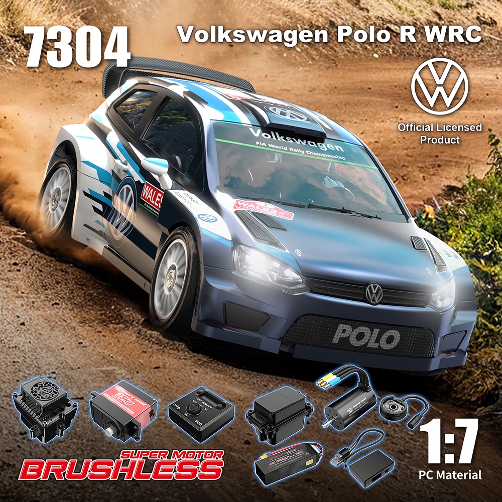MJX HYPER GO 7304 POLO R WRC 4S Brushless 1/7 Rally Racing RC รีโมทคอนโทรลไฟฟ้ารุ่นรถผู้ใหญ่ของเล่นเด็กRTR