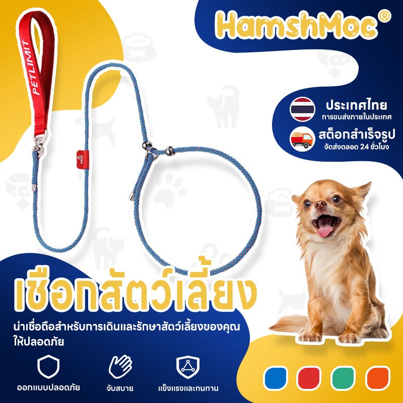 HamshMoc สายจูงสุนัข Heavy Duty สัตว์เลี้ยง Slip ปลอกคอตะกั่วแบบบูรณาการ Easy Control Strong สําหรับฝึกสุนัขพร้อมที่จับสบาย