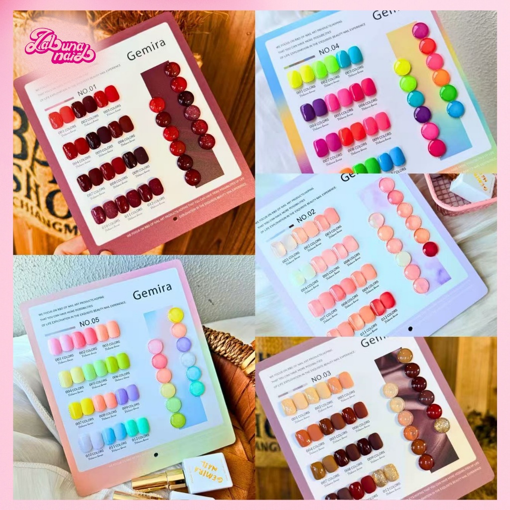 【พร้อมส่ง】สีเจล Gemira12 สีเจลยาทาเล็บชุด Gemira 12ขวดเจล+แผนภูมิสี มีหลายสไตล์ให้เลือก